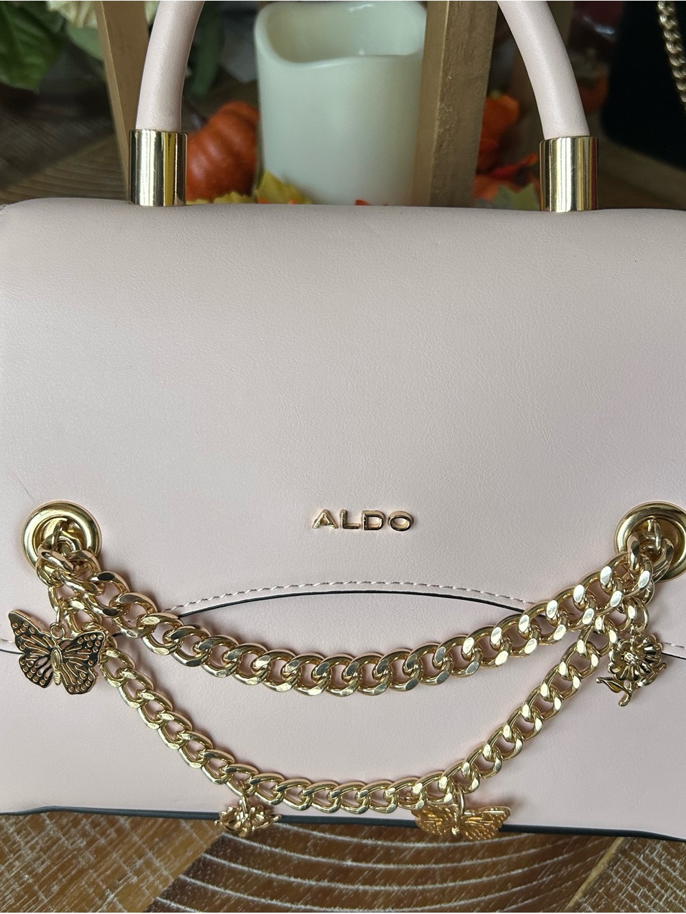 ALDO Blush Pink Purse with Butterfly Chain